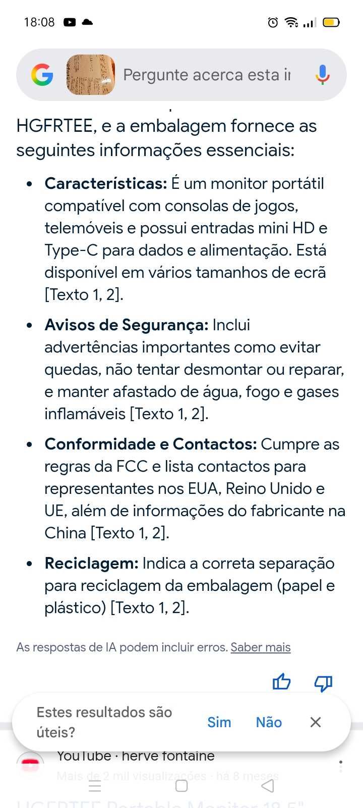 Monitor Portátil+Artigos. Oportunidades