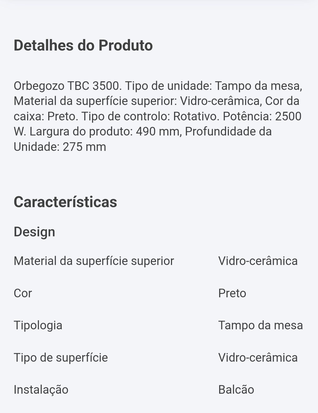 Grelhador Orbegozo TBC3500