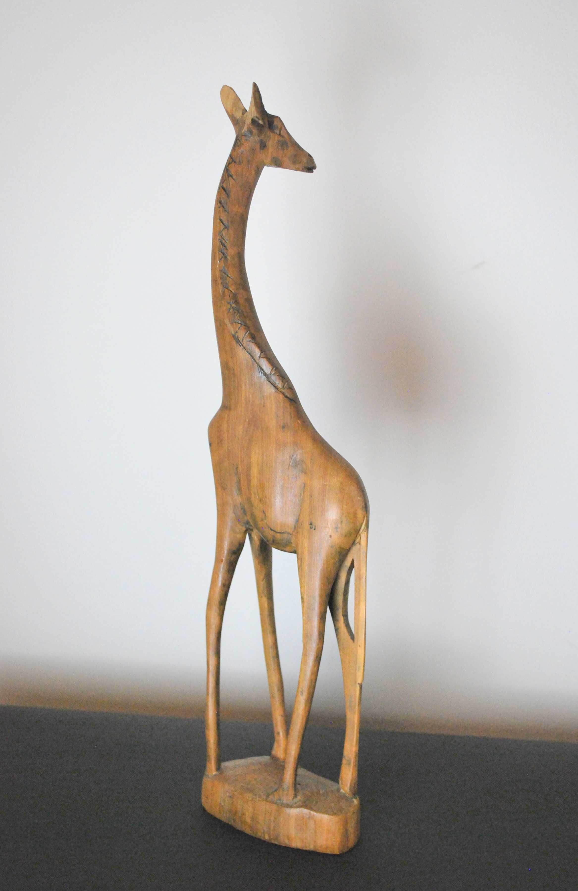 Rzeźba żyrafa Afryka  hand made drewno retro