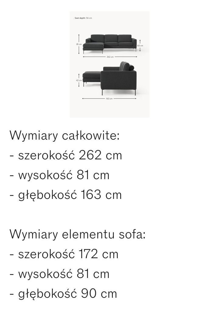 Sofa narożna Cucita 3-osobowa lewostronna Westwing