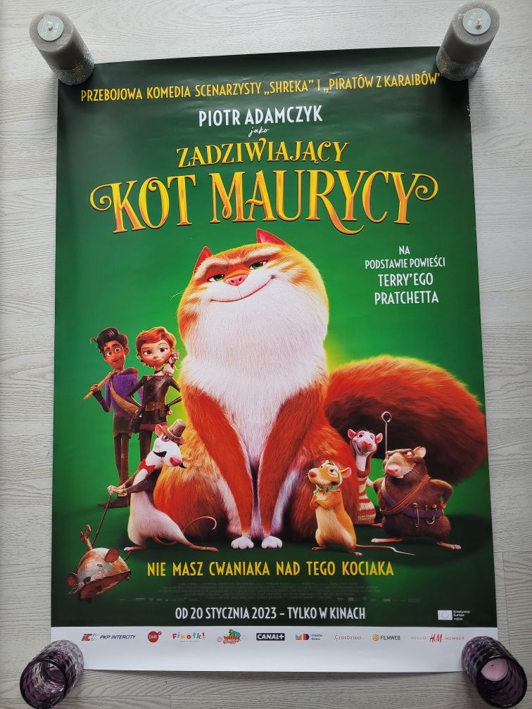 Plakat kinowy z filmu bajki Zadziwiający kot Maurycy bajka