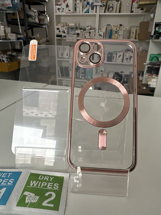Szkło hartowane i etui MagSafe różzłoty do IPHONE 13