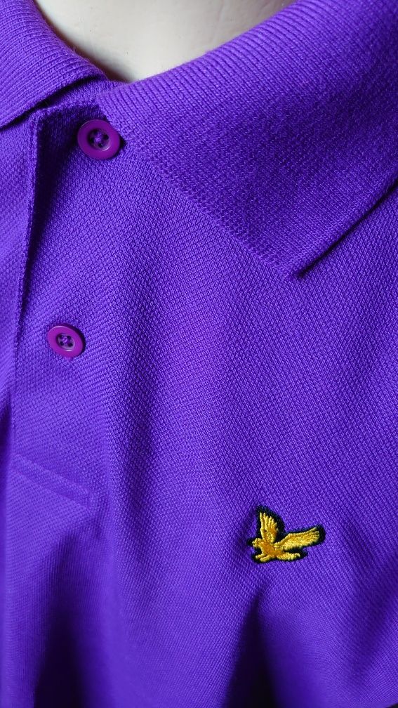 Lyle & Scott Polo Męskie XL fioletowa koszulka lato