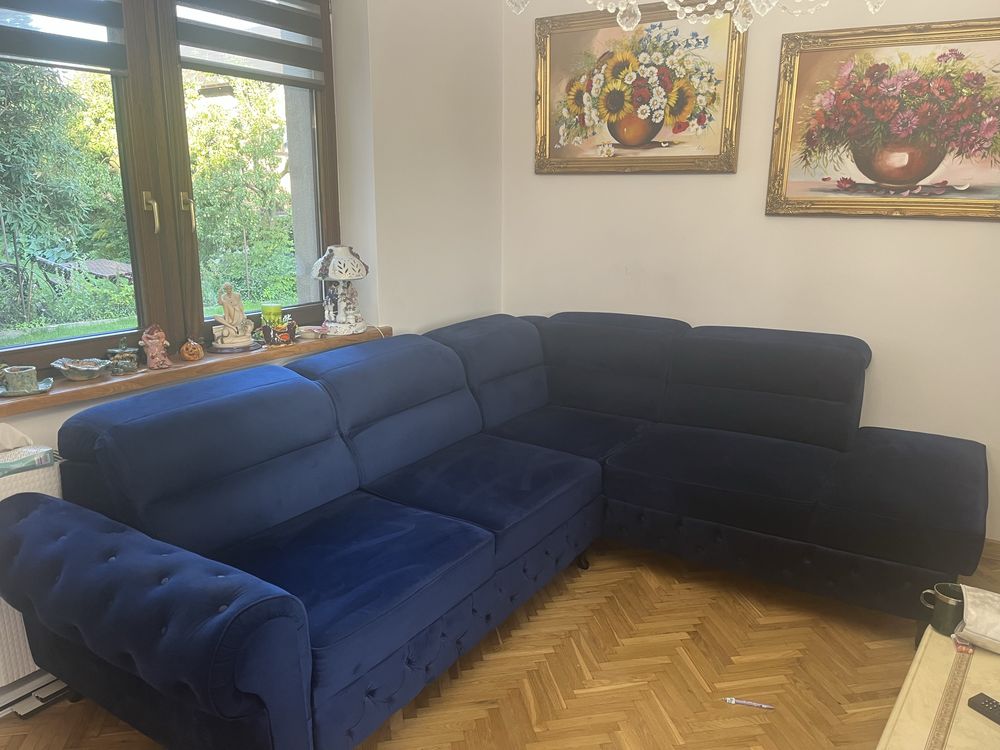 Narożnik welur z pojemnikiem