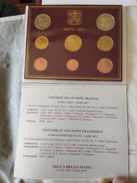 Carteira BU Vaticano euro 2021 (8 moedas)