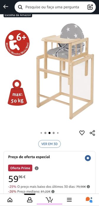 Cadeira de alimentação criança