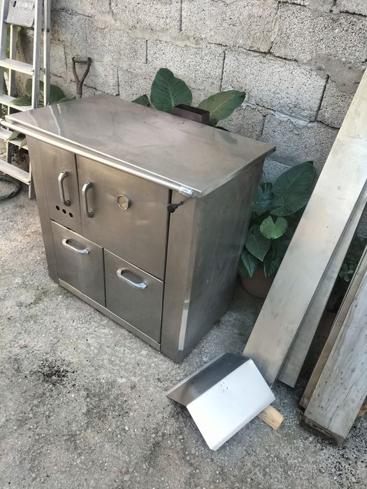 Fogão de cozinha em inox usado mas em bom estado, funcional ...