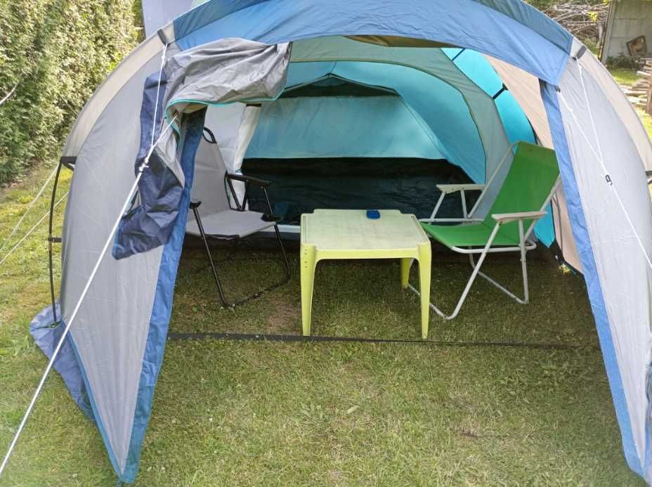 2w1 XXL Mocny Namiot Kempingowy Turystyczny Rodzinny 4osobowy + Lampka