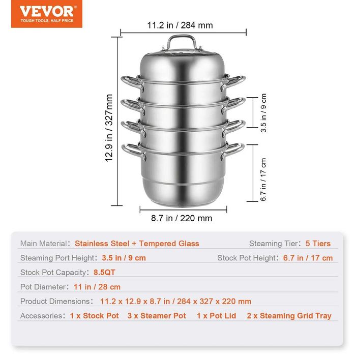 Пароварка  28см, 5-ти ступенева.