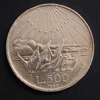 Włochy, okolicznościowe 500 lirów, 1965r, Ag 0,835