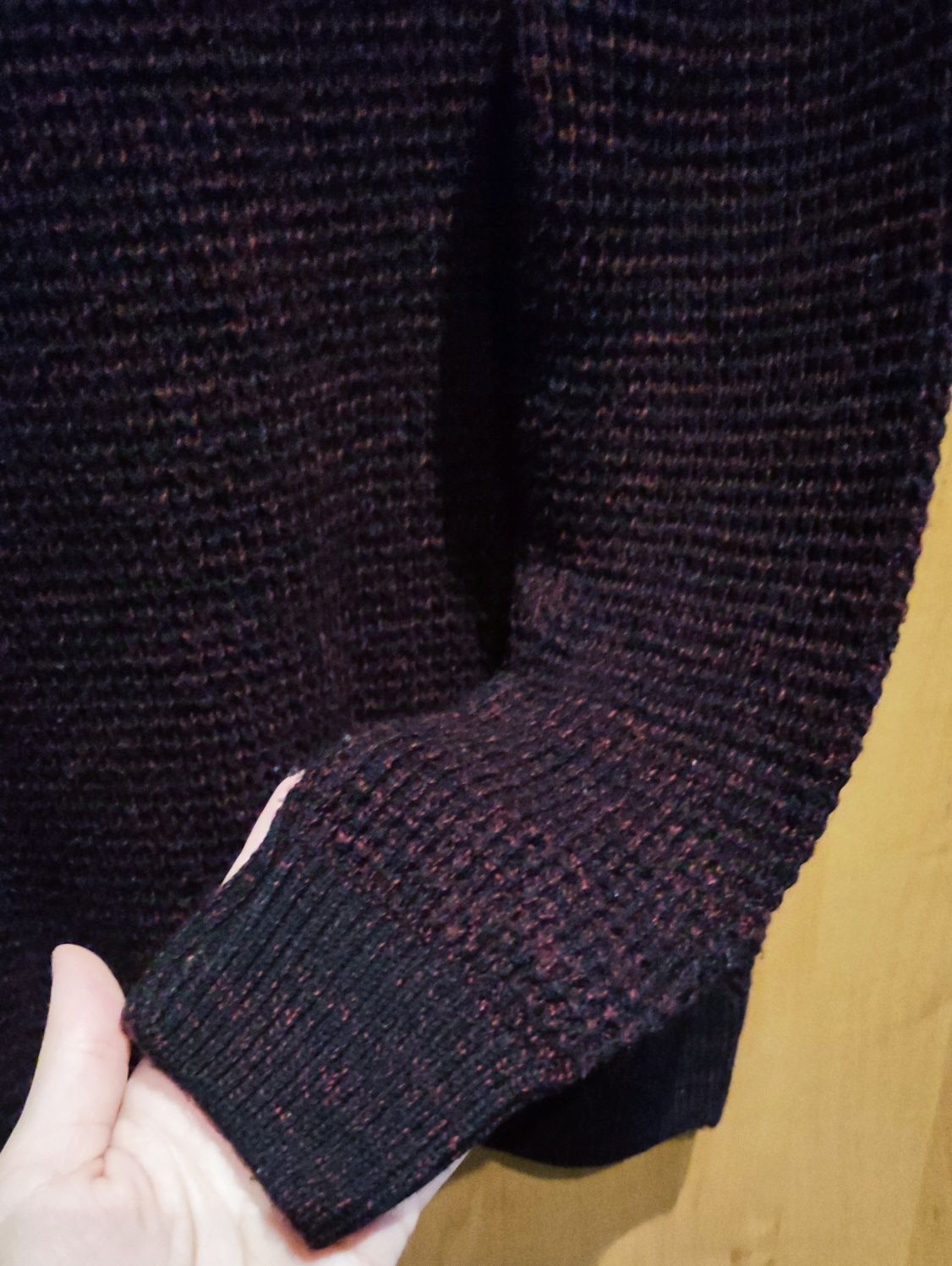 New Look Men Sweter męski czarno-bordowy r.S