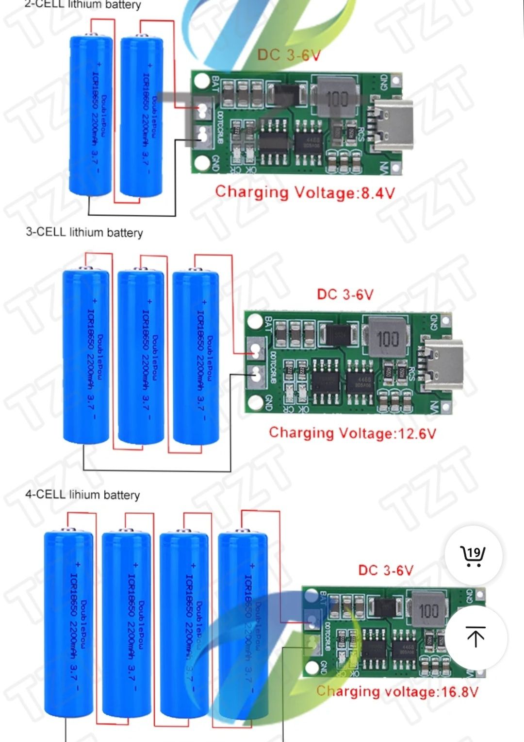 Платы зарядки литиевых аккумуляторов 4,2V;9V; 12,6V; 16,8V.