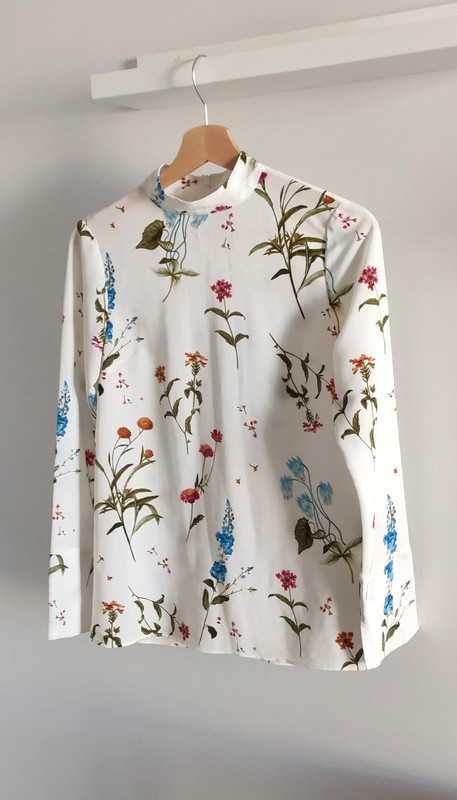 Bluzka stójka golf koszula kwiaty kwiatki botaniczny wzór Warehouse