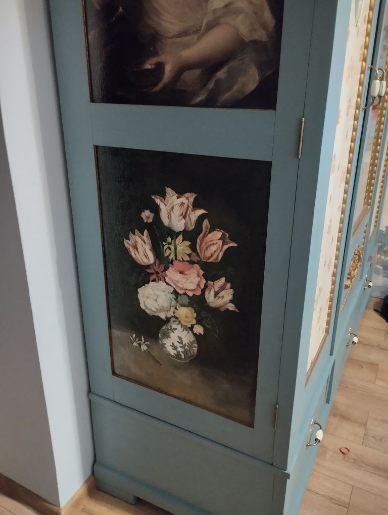 Szafa sosnowa retro vintage decoupage