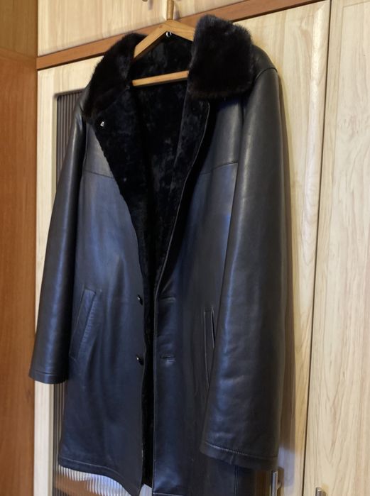 Шкіряне пальто, шкіряна чоловіча зимова куртка, дубленка