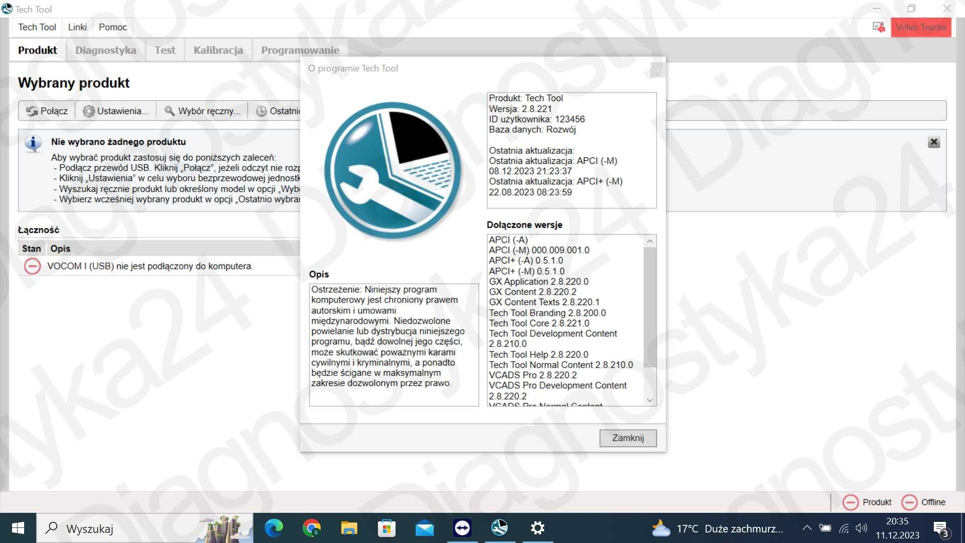 NAJNOWSZY Tech Tool 2.8.221 APCI+ 2023.08 Soft Vocom Volvo Nexiq