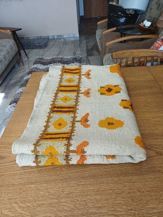Piękny oryginalny wełniany kilim Cepelia 80x220 cm