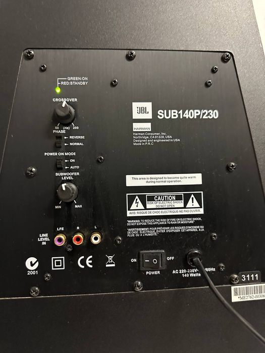 140 Watt! Subwoofer aktywny JBL SUB 140P/230,