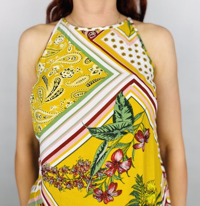 Żółty top we wzory etniczne XS 34 Warehouse