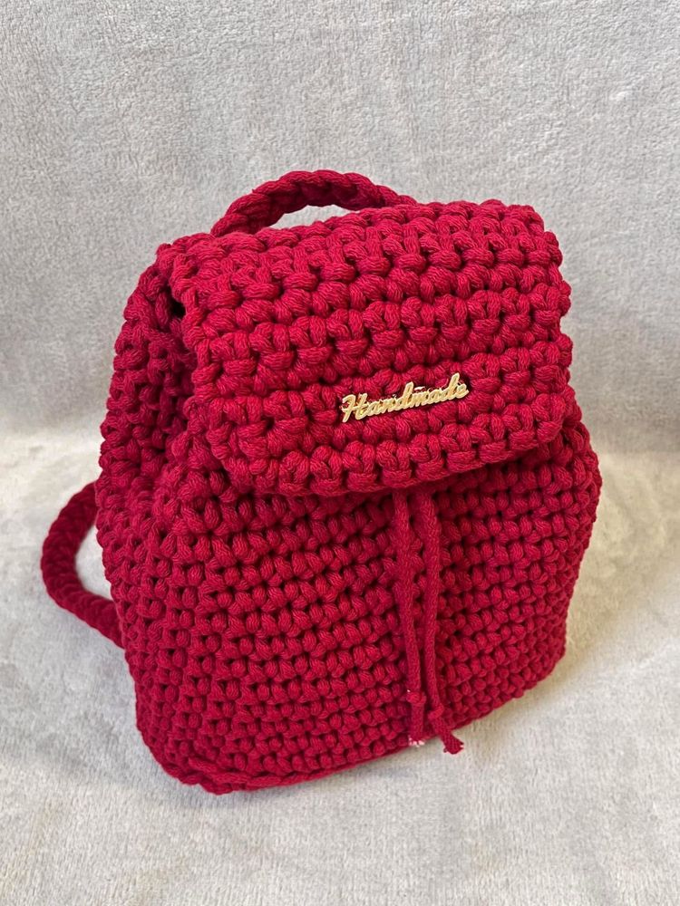 Plecak wiśniowy handmade