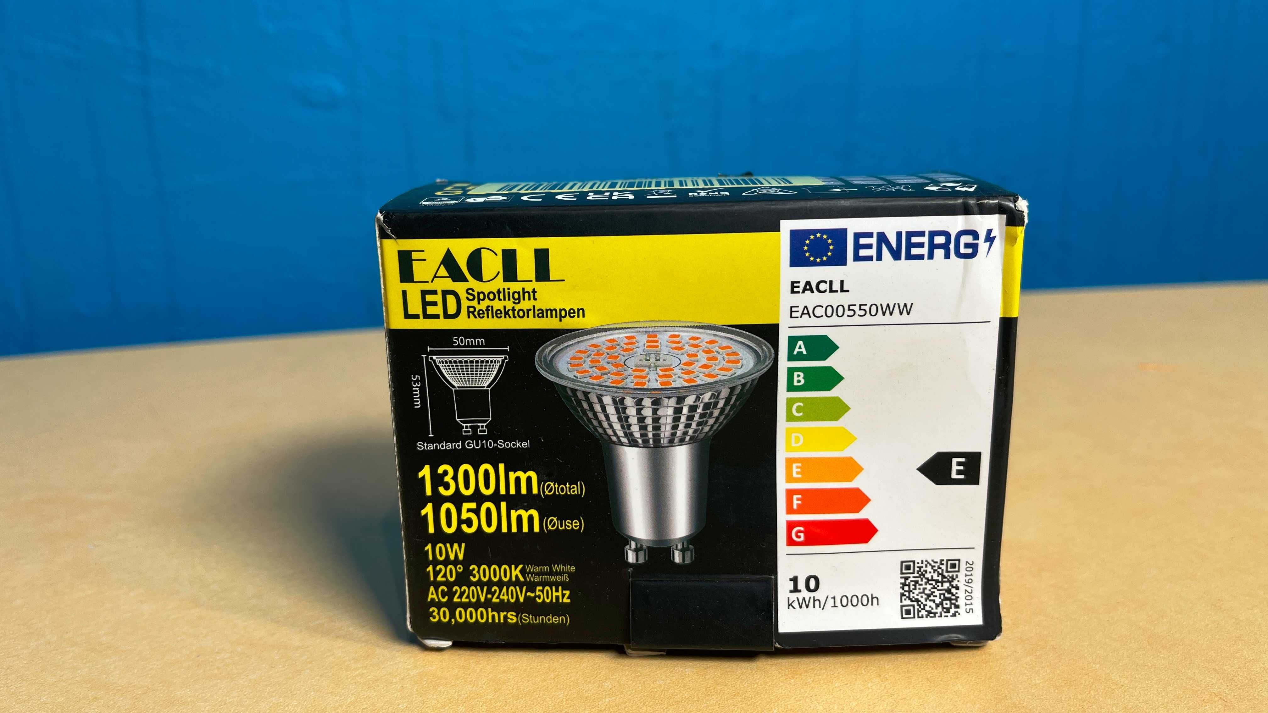 Żarówka GU10 LED 10w 1050 lumenów 3000 K, 220v ciepła biel EACLL spm94
