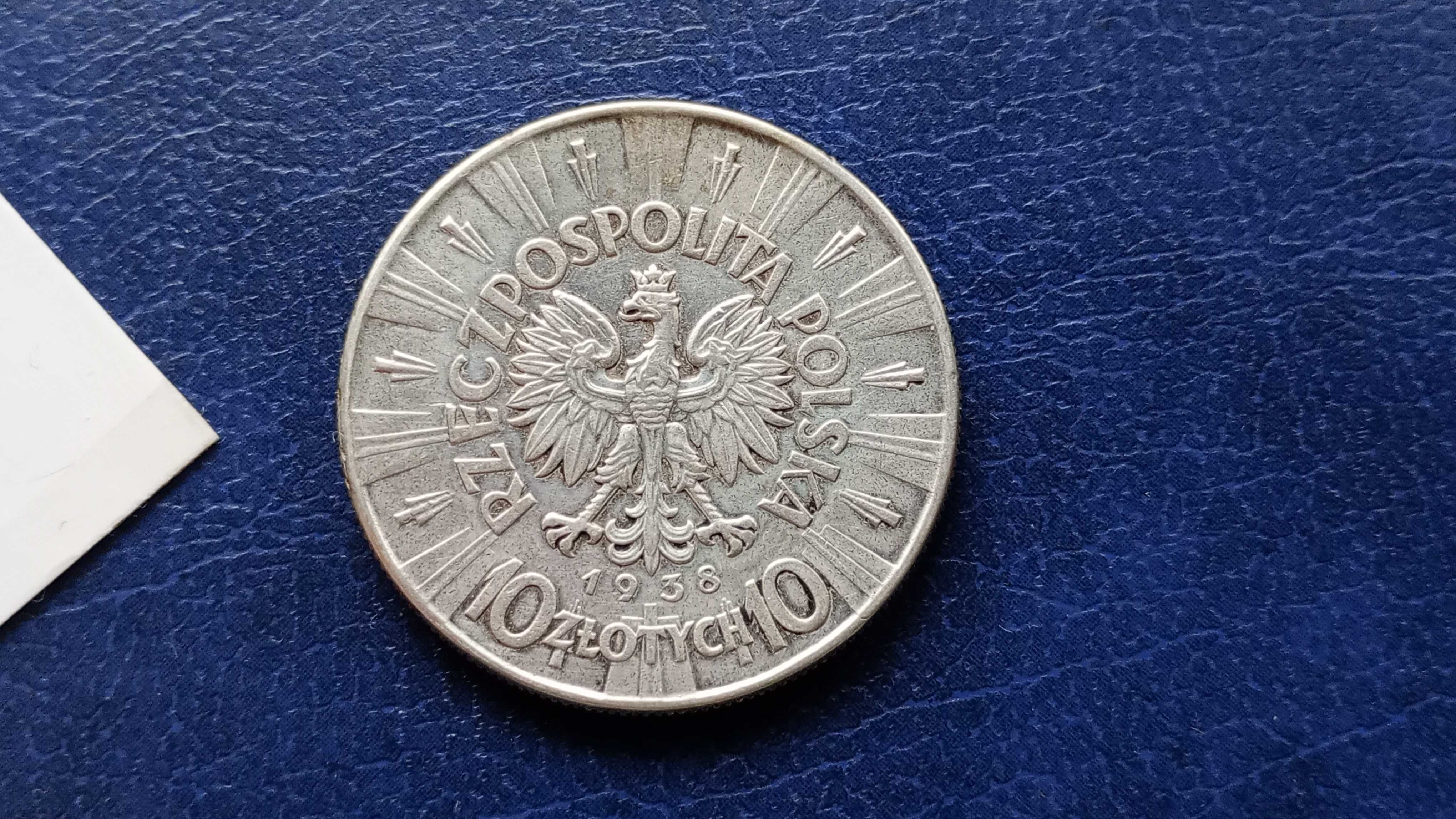 Stare monety 10 złotych 1938 Józef Piłsudski 2RP srebro