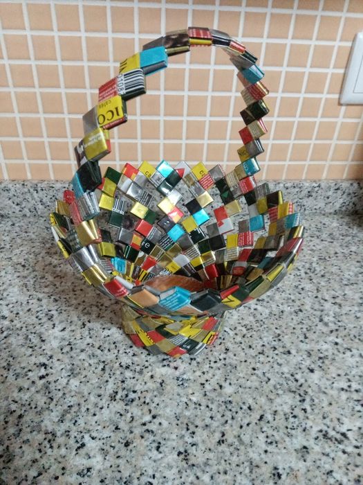 Cesto artesanal de sacos de café