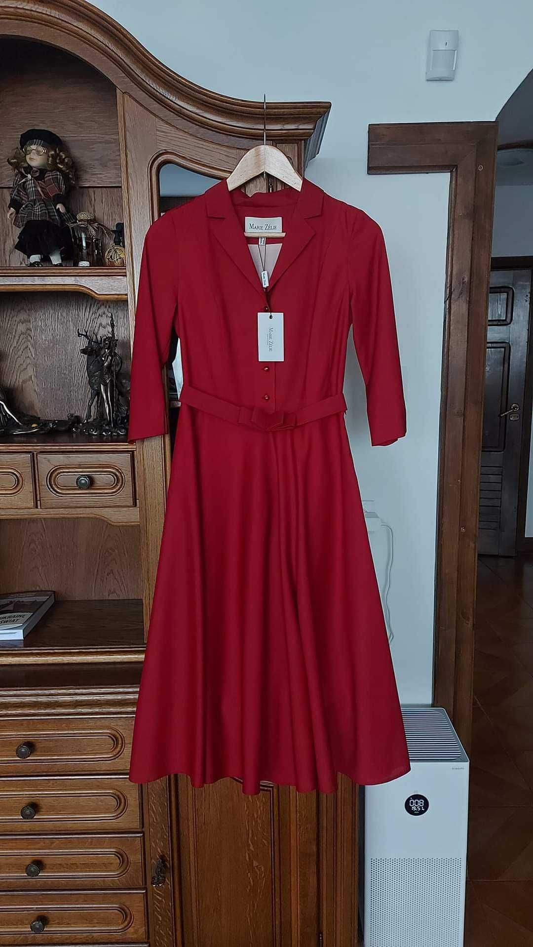 Wełniana sukienka Marie Zelie w stylu retro