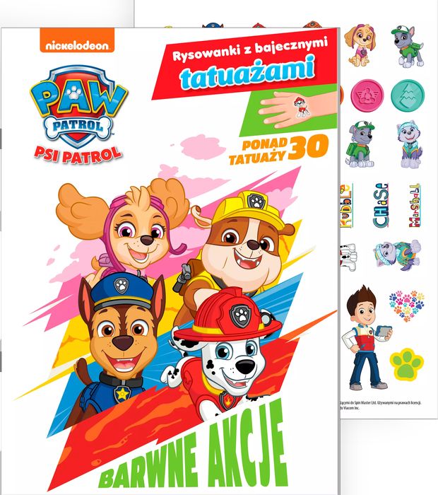 Psi Patrol. Rysowanki z bajecznymi tatuażami cz. 1 Kolorowe misje