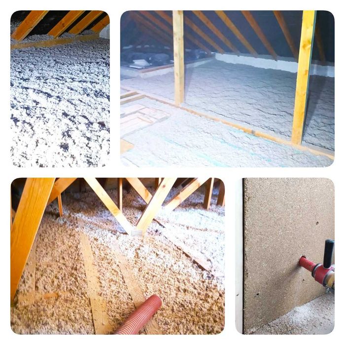 Ocieplenie poddasza celulozą oraz pianą PUR. Termowizja