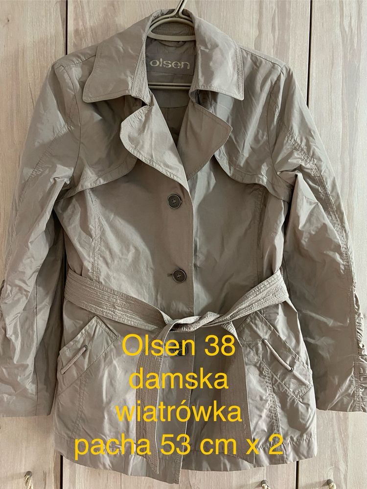 Olsen 38 M płaszcz damski beżowy trencz jesień przejściowy Vintage