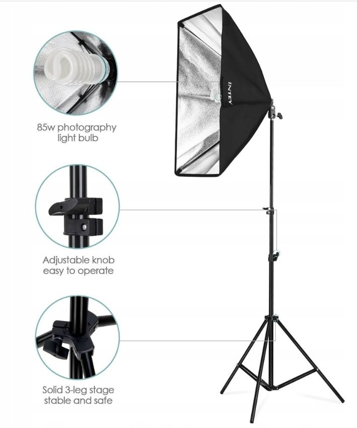 Softbox Zestaw Studyjny 85W 50X70Cm + Statyw Intey