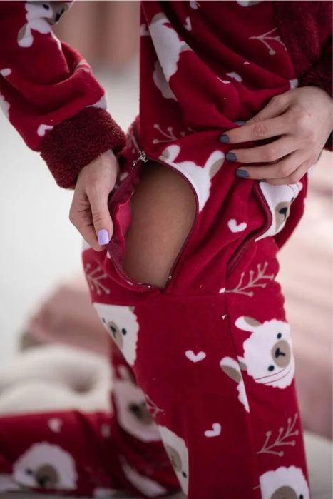 Новорічний подарунок дівчині--Різдвяна тепла Попожама на флісі