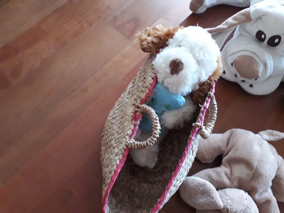 Vários peluches - cães, gato e lua