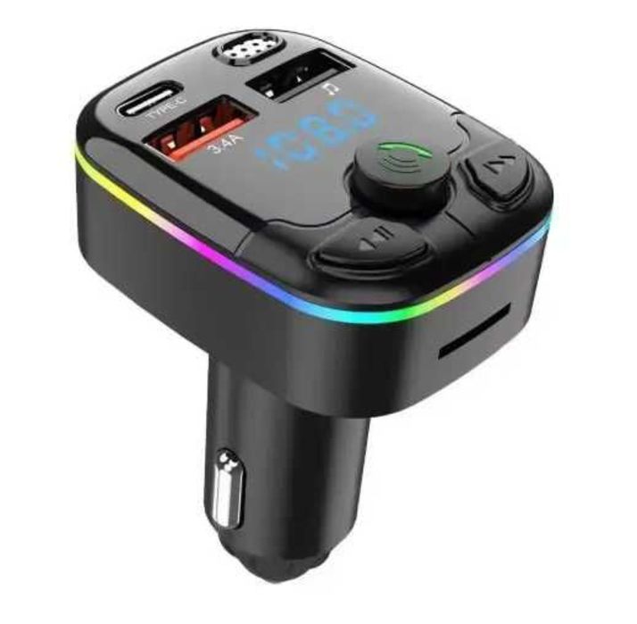 Transmiter Bluetooth FM, 2x USB, 1x USB-C, oświetlenie LED