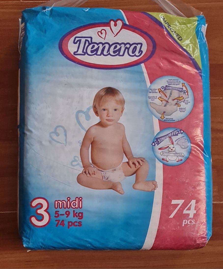 Подгузники детские 74штук Tenera Premium Jumbo