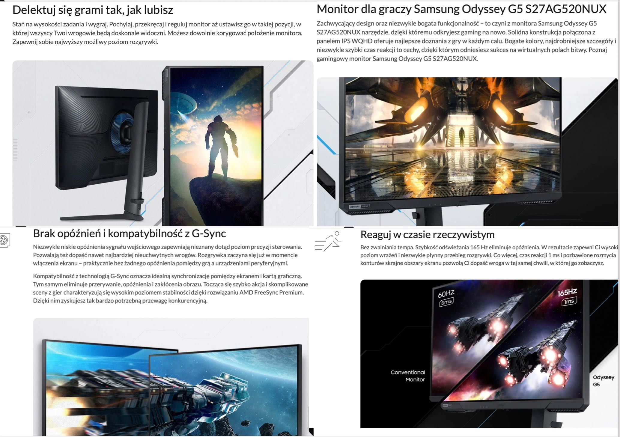 Nowy MONITOR Samsung Odyssey G5 IPS S27AG520NUX 27 cali 165hz 4K