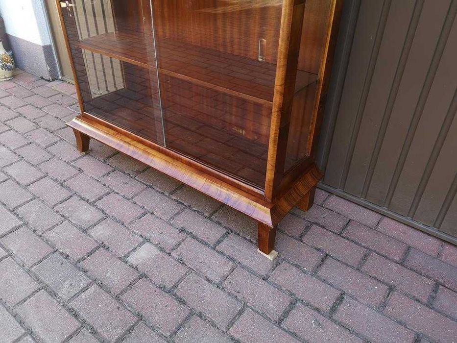 Witryna Serwantka Biblioteka ART-DECO Orzech Stara Antyk Po Renowacji.