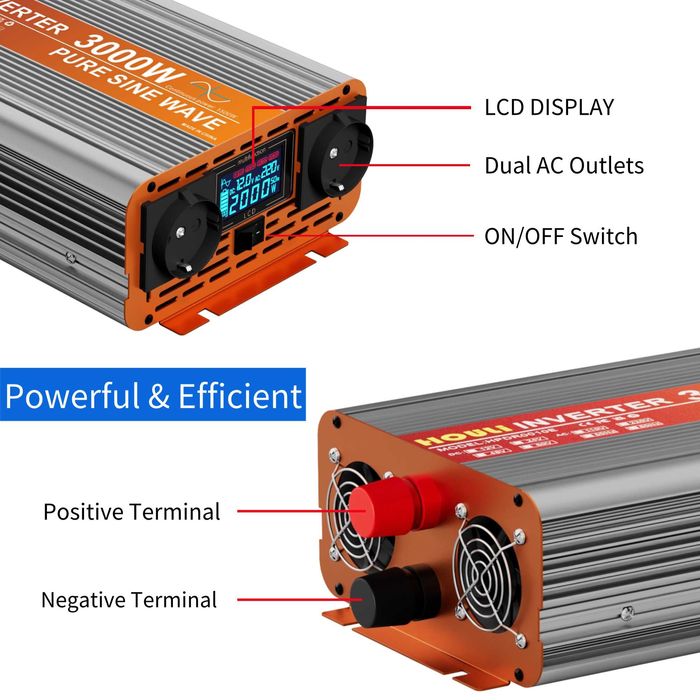 [NOVO] Inversor • 2500W/5000W • Onda Pura • Tomada EU • Comando