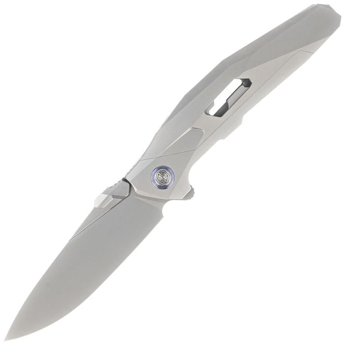 Nóż składany RikeKnife Shadow Clip Point Gray Titanium, Satin M390