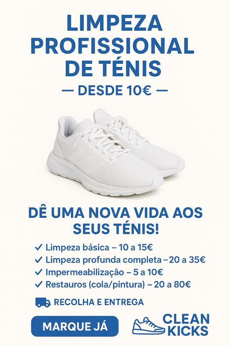 Limpeza Profissional de Ténis – Desde 8€ | Recolha Disponível