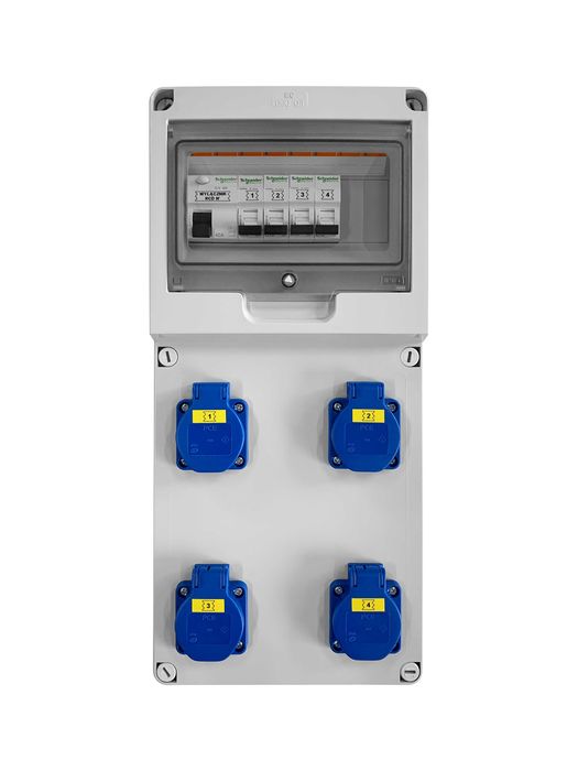 Rozdzielnica elektryczna natynkowa, kompletna, gniazda 4x16A 230V