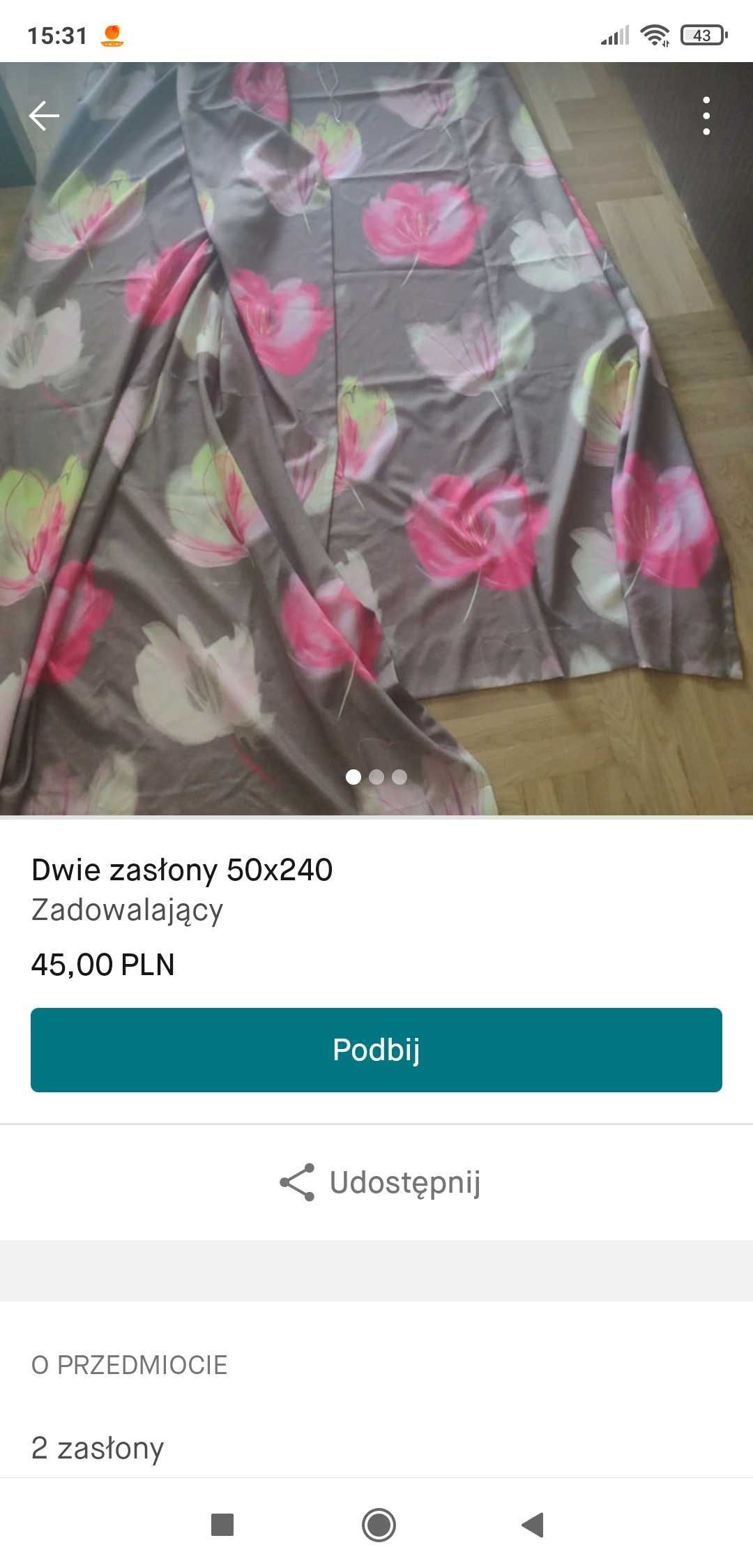 Dwie zasłony 50x240