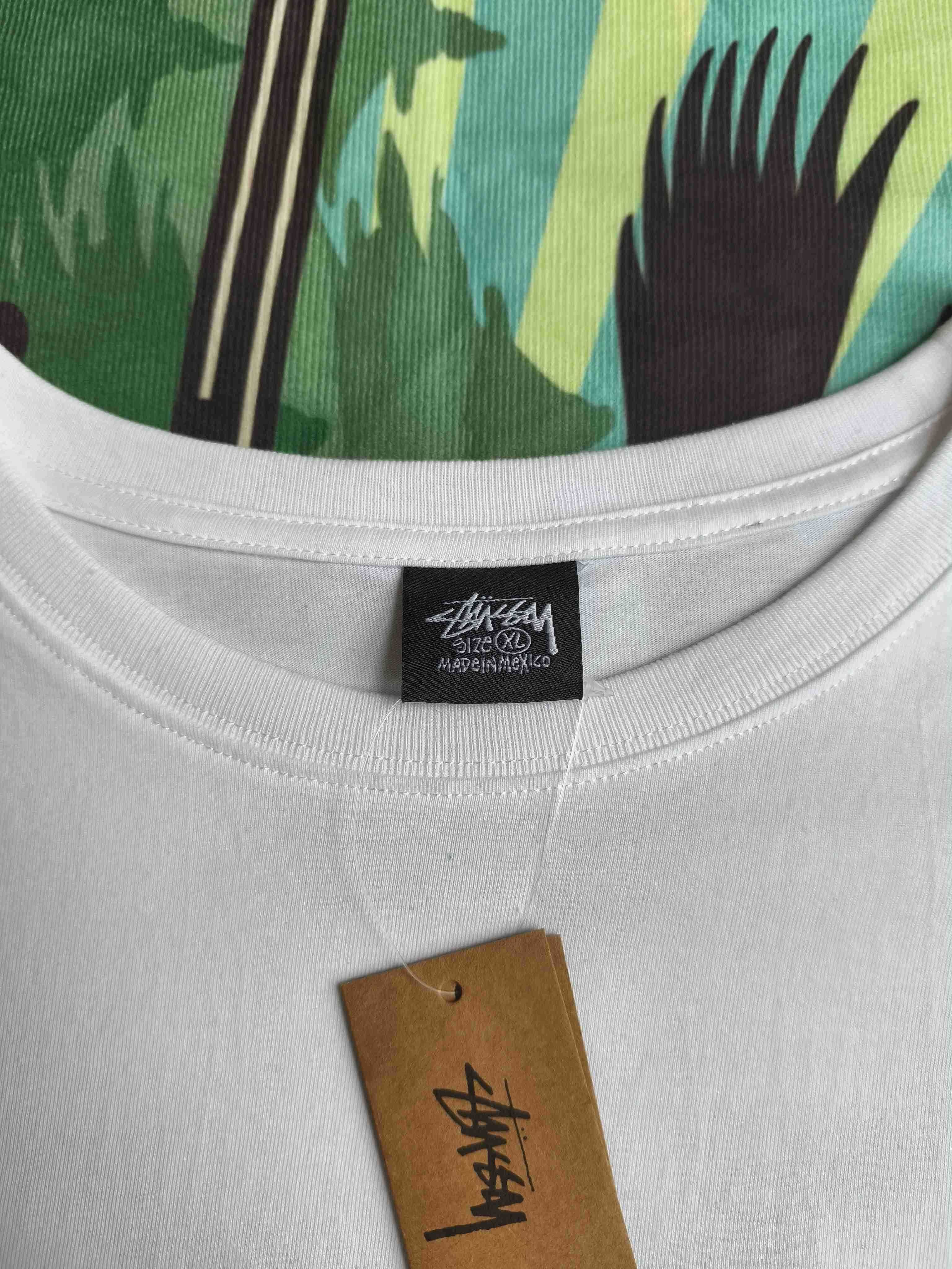 Koszulka Stussy biała letnia modna z krótkim rękawem, rozmiar XL