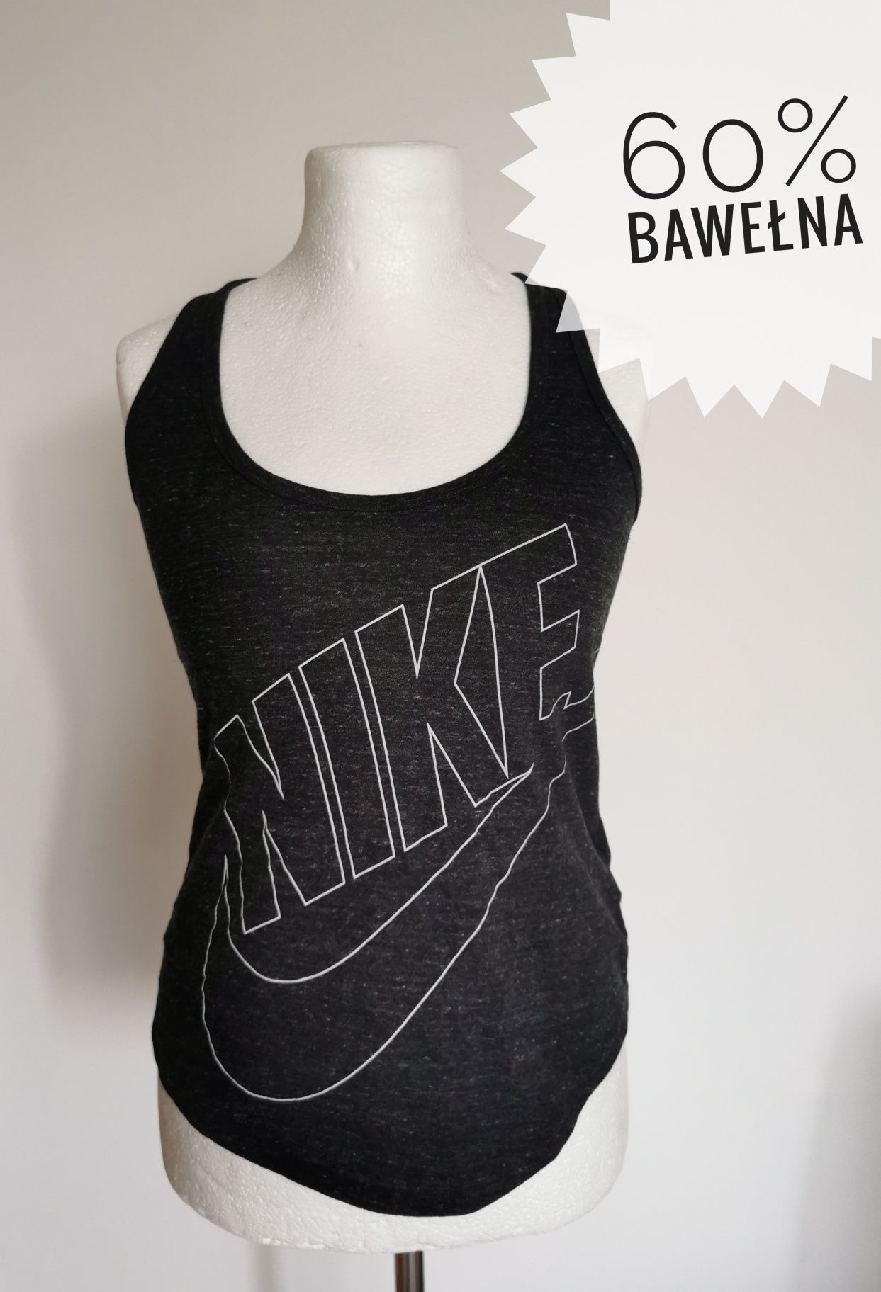 Nike bokserka bluzka bawełna S top grafitowa