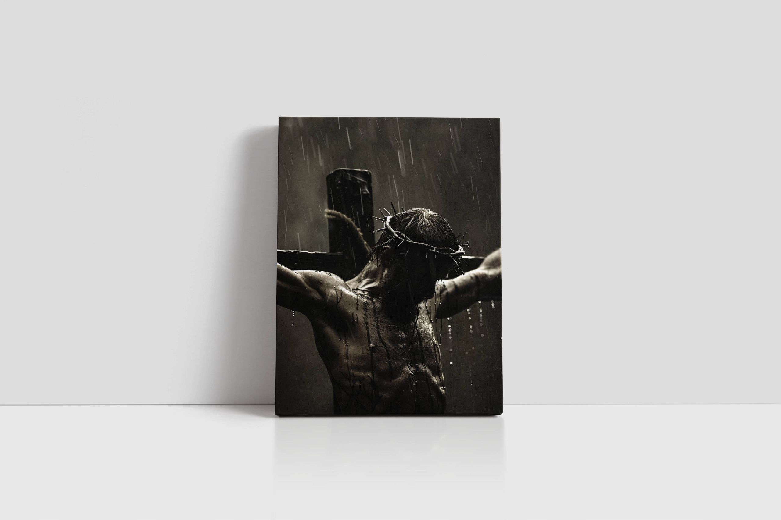 Obraz na płótnie Jezus Chrystus w koronie cierniowej na krzyżu 45x60