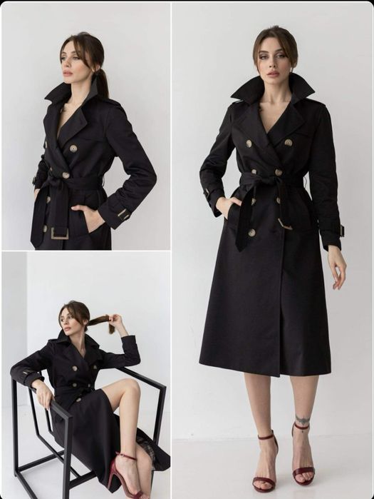 Чорний тренч на підкладці