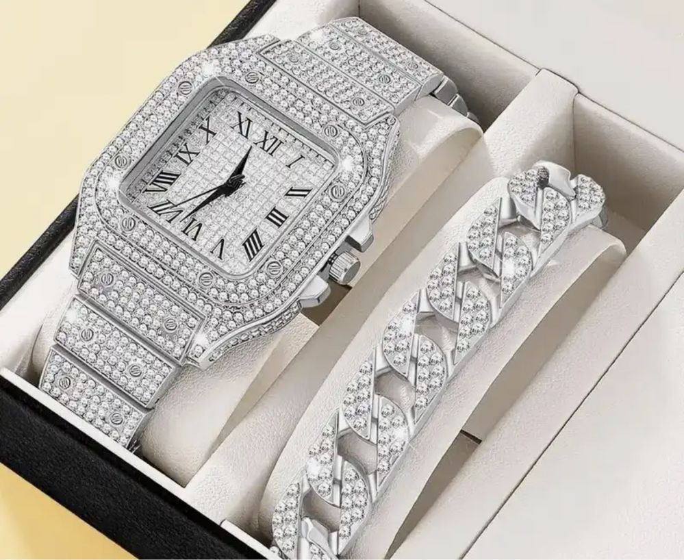 Luksusowy srebrny zegarek z Bransoletką