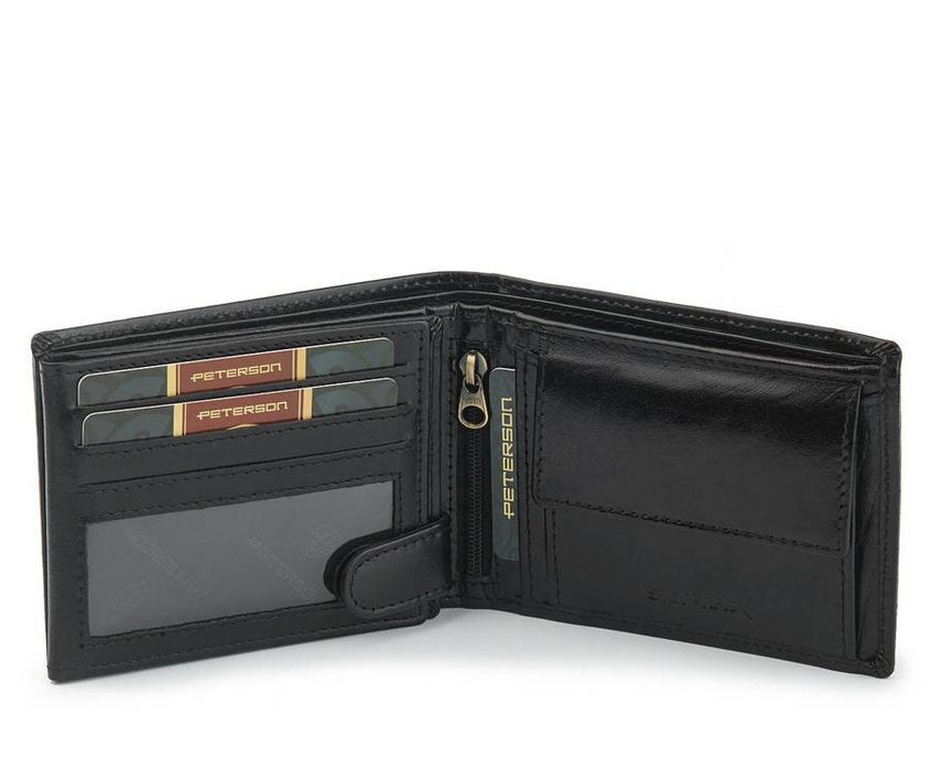 skórzany portfel męski z ochroną kart zbliżeniowych - peterson