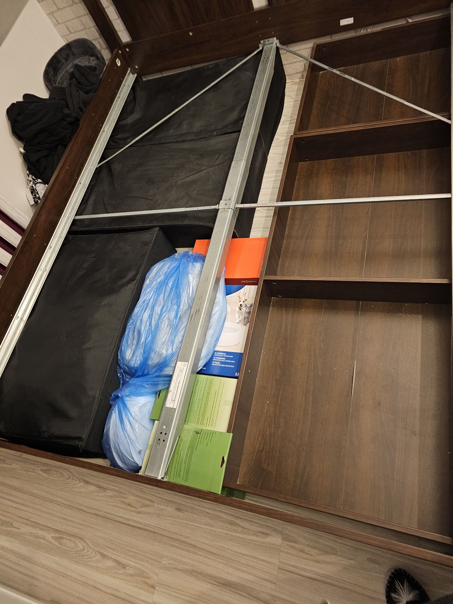 Rama łóżka SONGESAND 160 x 200  brąz + belka + dwie szuflady i stelaże